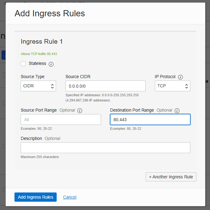 Ingress rule setup