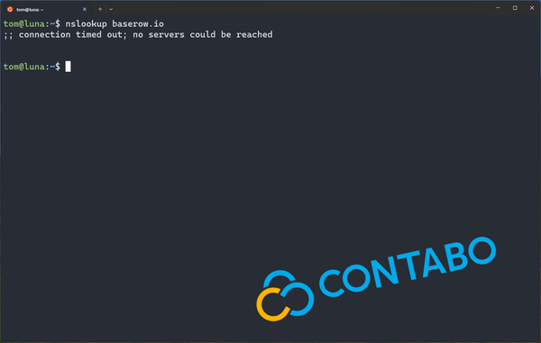 nslookup baserow.io command retruning a "connection timed out" error